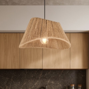 Lampadario da cucina conico marrone in corda