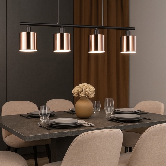 Lampadario per tavolo da cucina bronzo paralumi in vetro