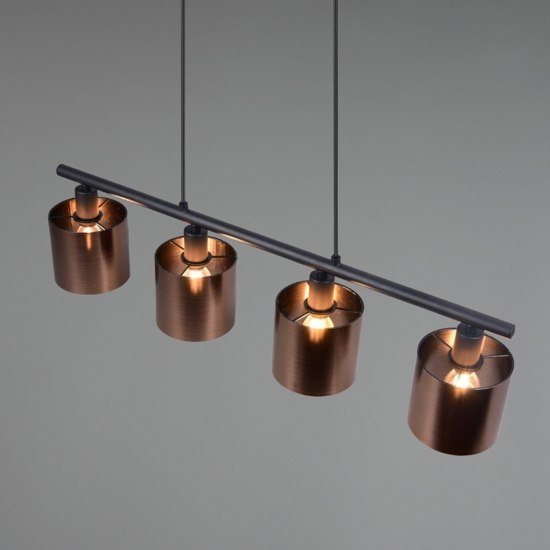 Lampadario per tavolo da cucina bronzo paralumi in vetro