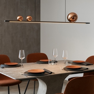 Visualizza i dettagli per Vivida moonlight lampadario nero sfere vetro rame led 36w 3000k Vivida moonlight lampadario nero sfere vetro rame led 36w 3000k
