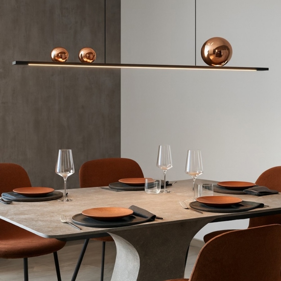 Vivida moonlight lampadario nero sfere vetro rame led 36w 3000k