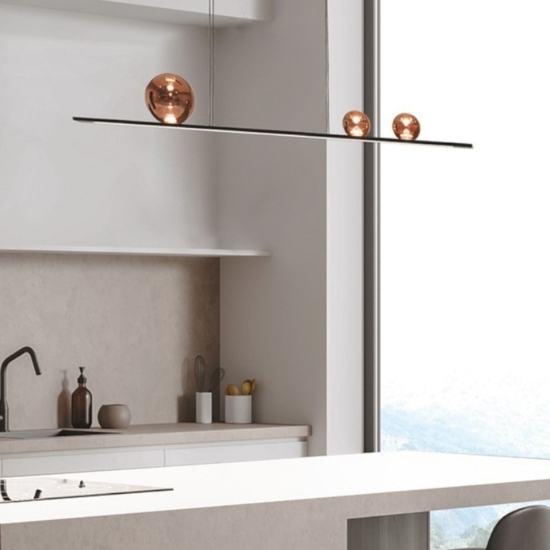 Vivida moonlight lampadario nero sfere vetro rame led 36w 3000k