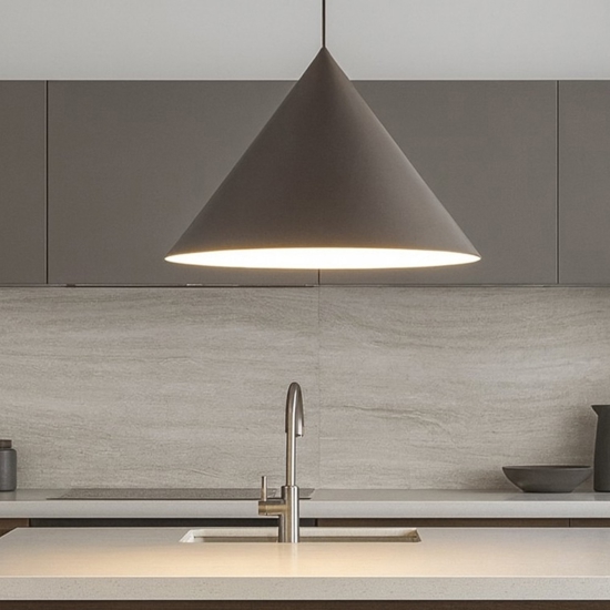 Lampadario cono marrone 50cm per tavolo sala da pranzo