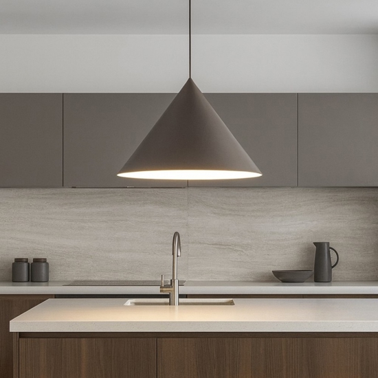Lampadario cono marrone 50cm per tavolo sala da pranzo