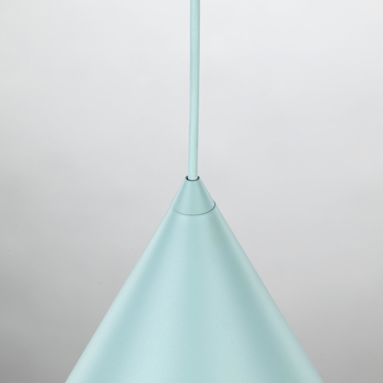 Lampadario colore menta cono di metallo 50cm per cucina