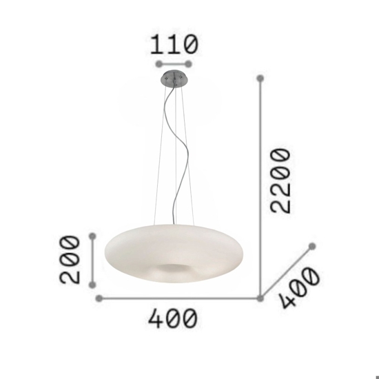 Glory sp3 d40 lampadario ideal lux per tavolo da pranzo bianco 40cm
