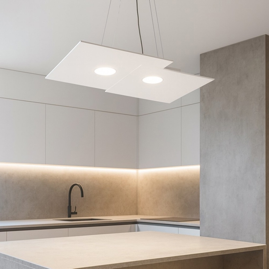 Lampadario cucina moderna bianco led top light plate