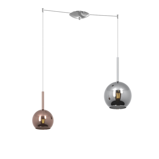 Lampadario per cucina sfere vetro rame cromo top light