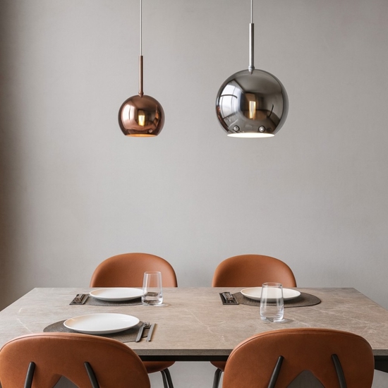 Lampadario per cucina sfere vetro rame cromo top light
