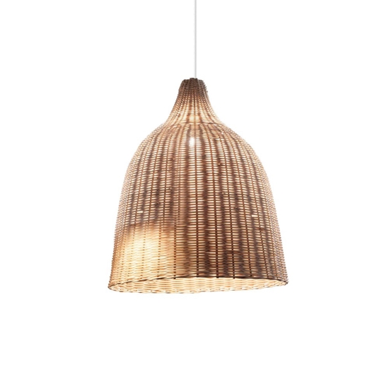 Ideal lux haunt sp1 lampadario da cucina campana in legno vimini