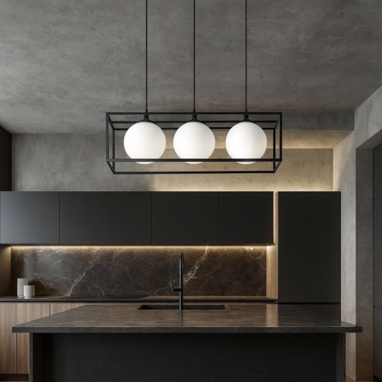 Ideal lux lingotto nero sp3 lampadario per tavolo da pranzo