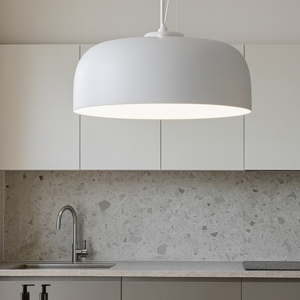 Lampadario da cucina tondo in metallo colore bianco