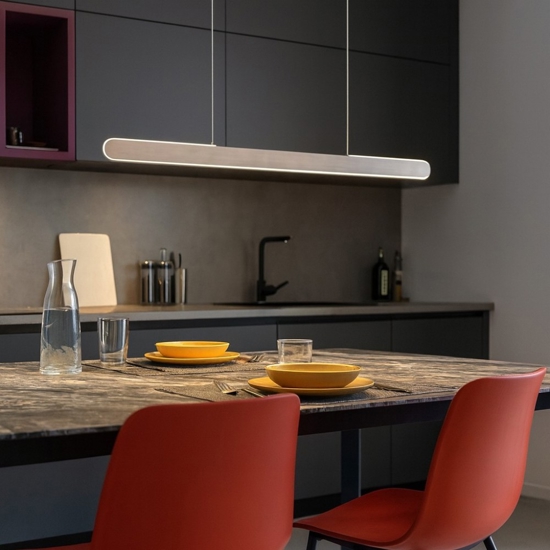Lampadario grigio orizzontale per cucina led touch dimmerabile