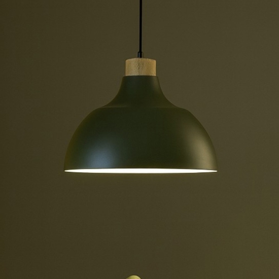 Lampadario per cucina moderna verde a cupola 34 cm