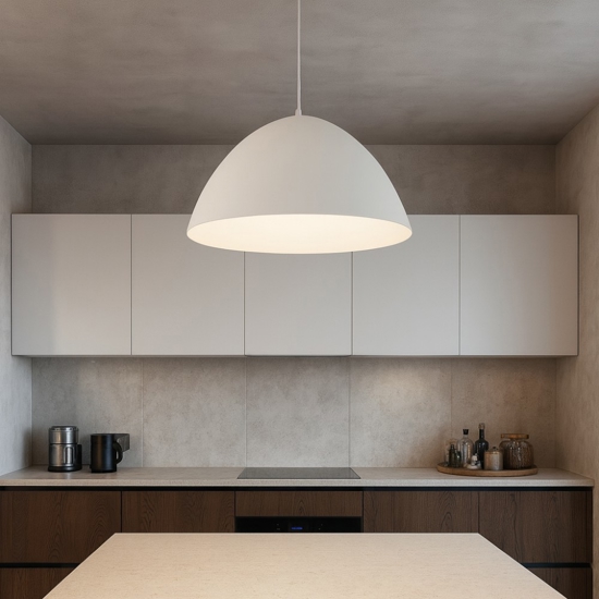 Lampadario cupola di metallo beige 50cm