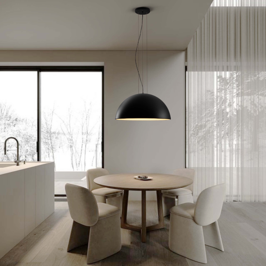 Lampadario cupola 70cm nero per cucina 