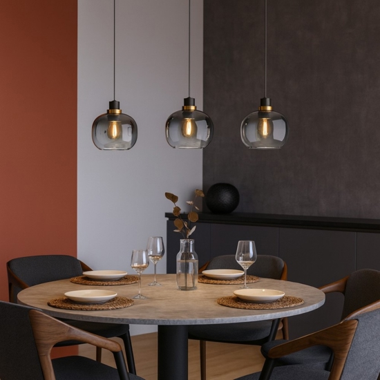 Oilella eglo lampadario per cucina vetri trasparente nero