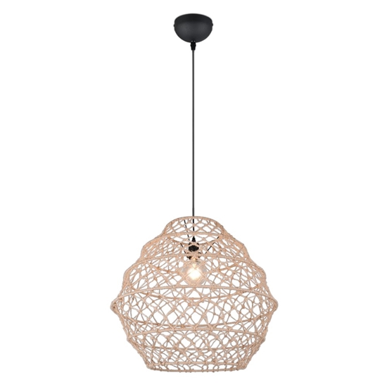 Lampadario per cucina marrone 60 cm paralume in maglia di canapa