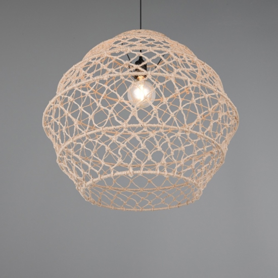 Lampadario per cucina marrone 60 cm paralume in maglia di canapa