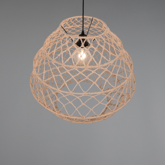 Lampadario per cucina marrone 60 cm paralume in maglia di canapa