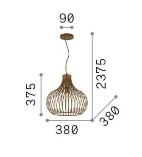 Ideal lux lampadario da cucina onion sp1 d38 moderno marrone