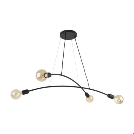 Lampadario per cucina moderna nero 4 luci tubi ad arco cavi regolabili