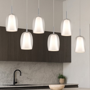 Lampadario da cucina 6 luci con paralumi in vetro