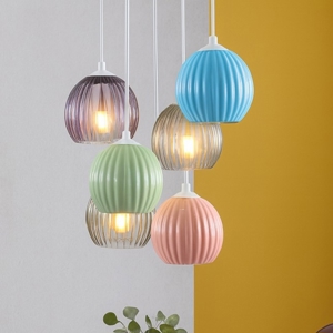 Visualizza i dettagli per Lampadario da cucina moderna in ceramica e vetro 6 luci Lampadario da cucina moderna in ceramica e vetro 6 luci