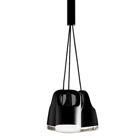 Lampadario per cucina tre luci nero grappolo vivida bag led 12w 3000k