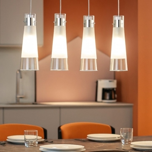 Kuky sp4 ideal lux lampadario per cucina vetri cono 4 luci