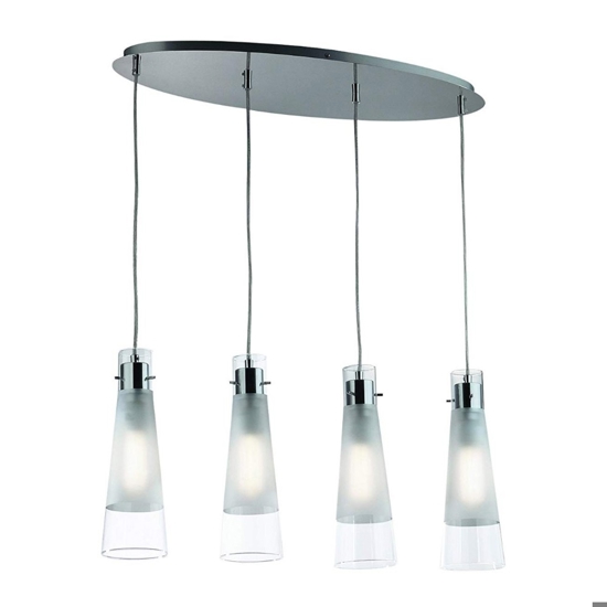 Kuky sp4 ideal lux lampadario per cucina vetri cono 4 luci