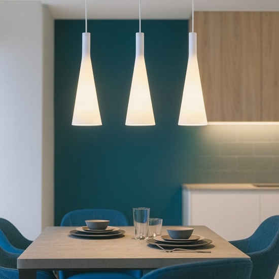 Milk sp3 ideal lux lampadario bianco per isola cucina 3 luci