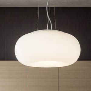 Ulisse sp3 d42 ideal lux lampadario da cucina vetro bianco