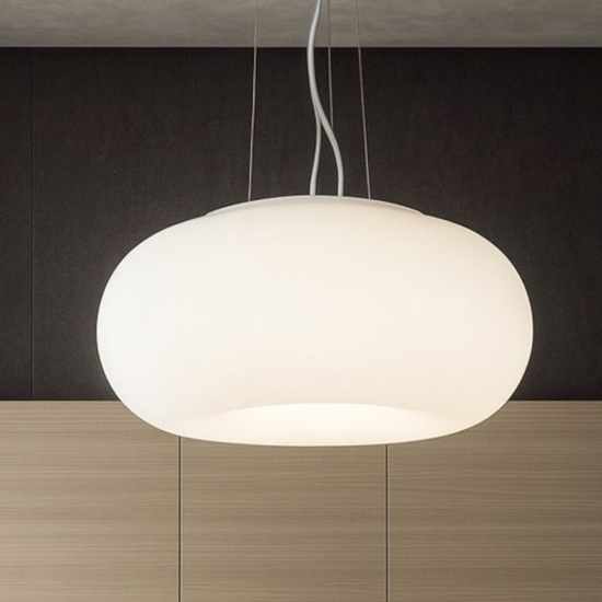 Ulisse sp3 d42 ideal lux lampadario da cucina vetro bianco