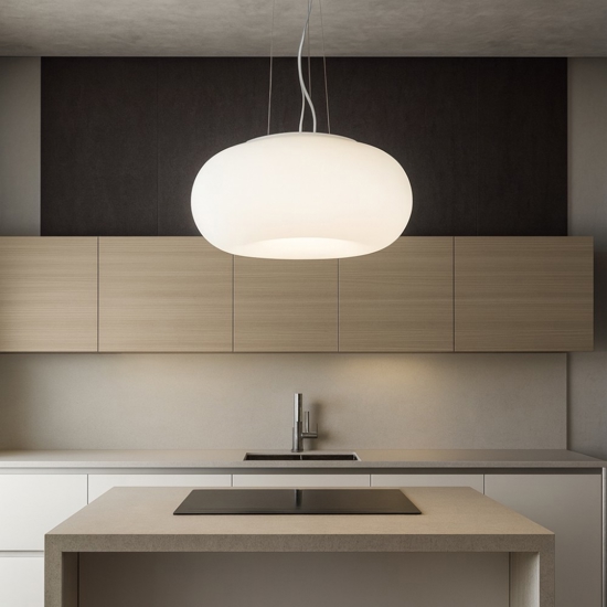 Ulisse sp3 d42 ideal lux lampadario da cucina vetro bianco