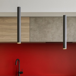 Visualizza i dettagli per Lampadario per isola cucina con decentramento cilindri antracite Lampadario per isola cucina con decentramento cilindri antracite