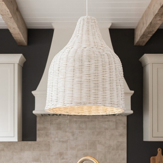 Haunt sp1 lampadario da cucina in vimini bianco cavo estendibile ideal lux