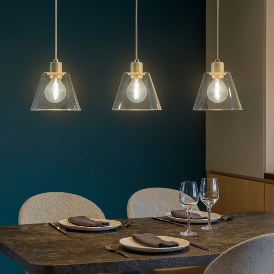 Eglo copley lampadario oro vetri trasparenti per cucina
