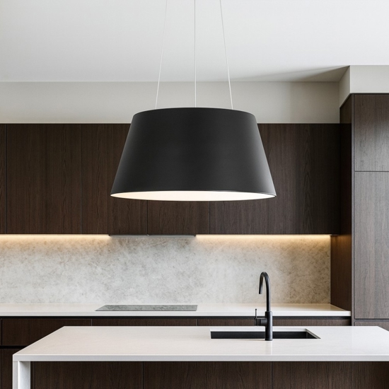 Lampadario per cucina moderna nero led cono rovesciato