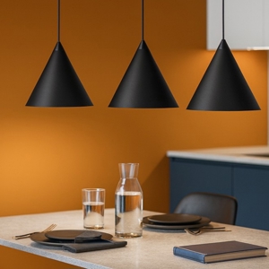 Lampadario nero 3 coni per cucina