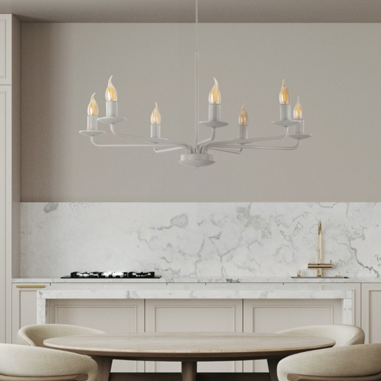 Lampadario per camera da letto contemporanea beige 7 bracci e14