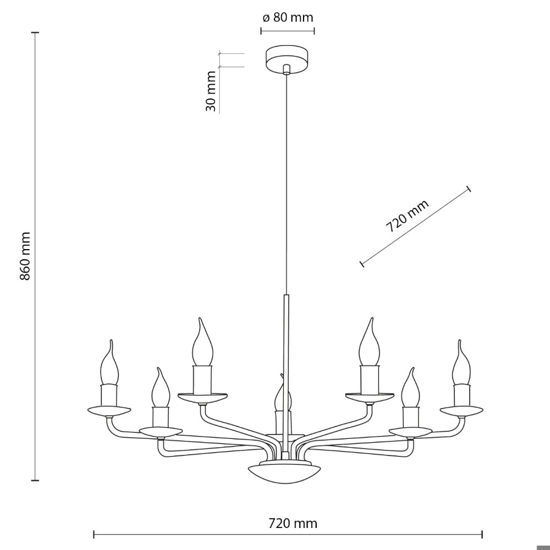 Lampadario per camera da letto contemporanea beige 7 bracci e14