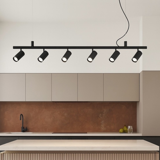 Ideal lux dynamite sp6 lampadario 6 luci orientabili nero