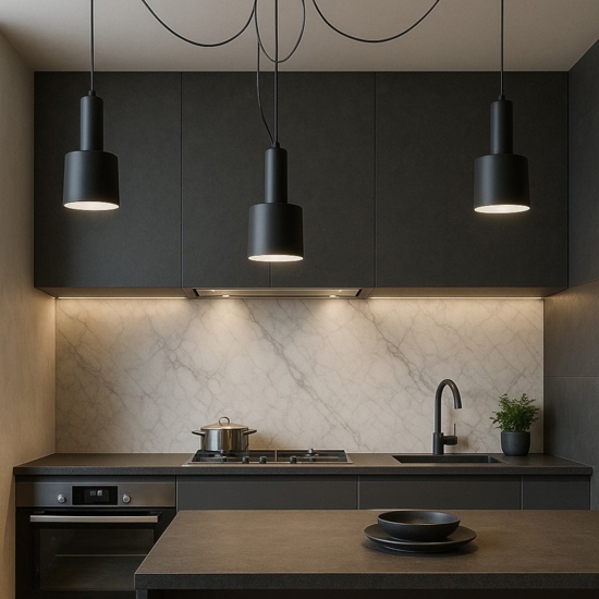 Holly sp3 nero ideal lux lampadario da cucina con decentramento