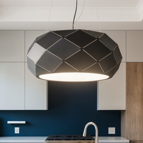 Lampadario per cucina moderna nero design rombi