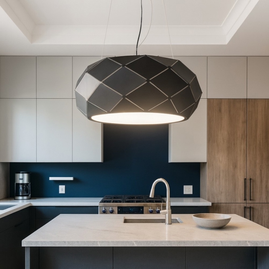 Lampadario per cucina moderna nero design rombi