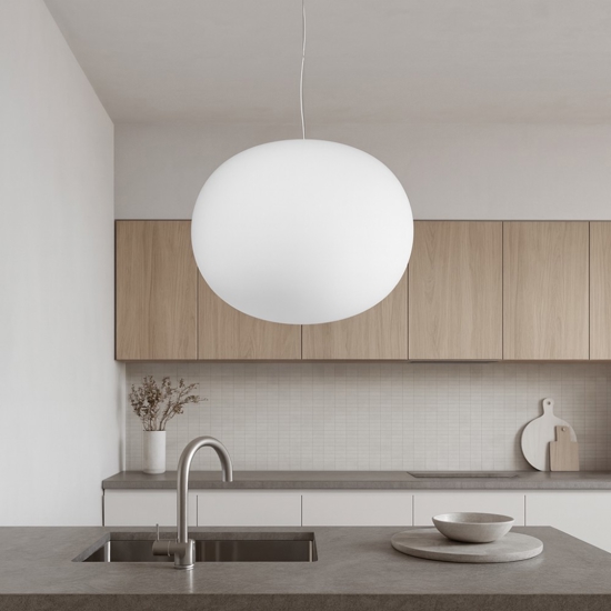 Cotton sp1 d40 ideal lux lampadario da cucina ovale bianco