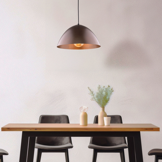 Lampadario cupola marrone 34cm per cucina