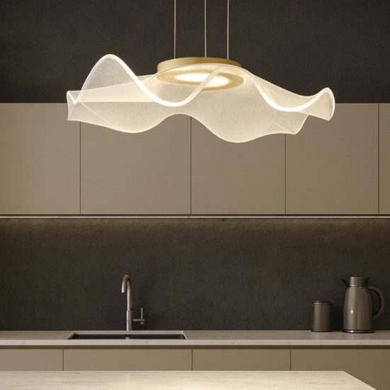 Lampadario oro per cucina moderna fazzoletto trasparente