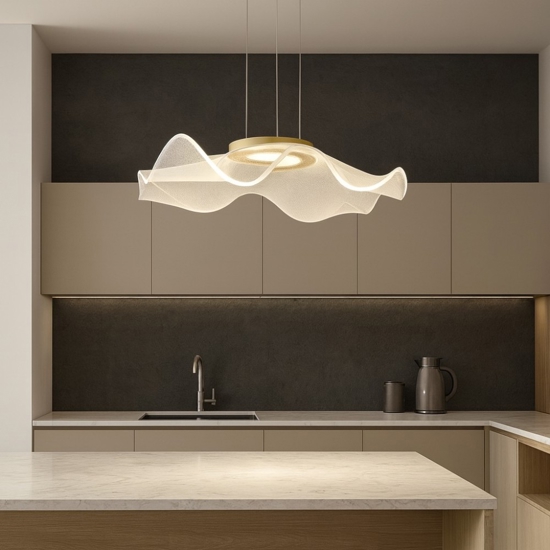 Lampadario oro per cucina moderna fazzoletto trasparente